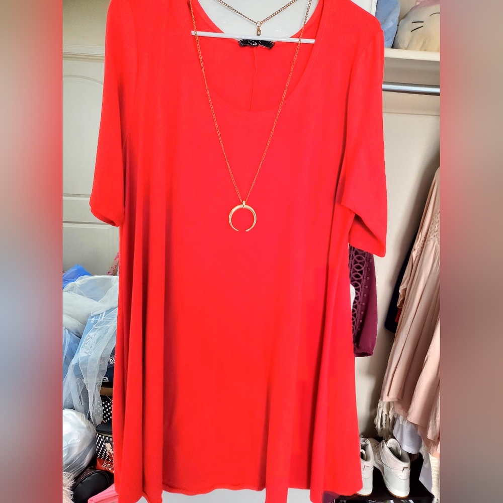 Simple red flowy dress